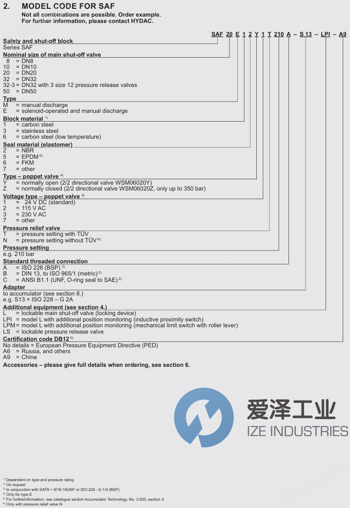 HYDAC閥SAF32M12N210A-S309