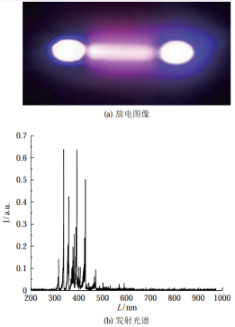 12kPa氣壓條件下的射頻表面放電圖像及其發射光譜圖